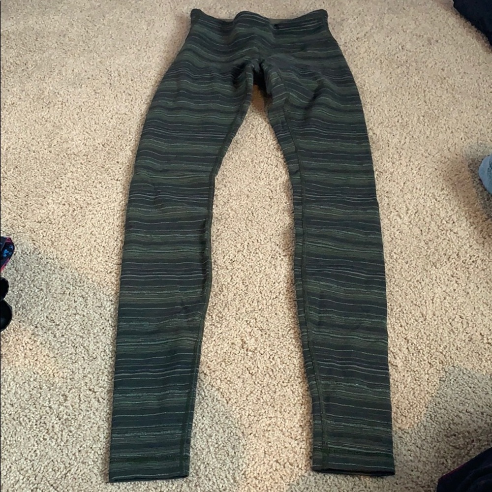 Size 2 lululemon leggings, multi green stripe